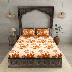 Royal Heritage Dark and Light King Size Bedsheet Combo of 2