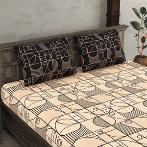 Sneaky Shell Black and Brown King Size Bedsheet Combo of 2