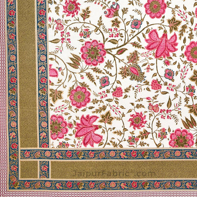 Exotic Floral Pink Khari Gold King Size Bedsheet