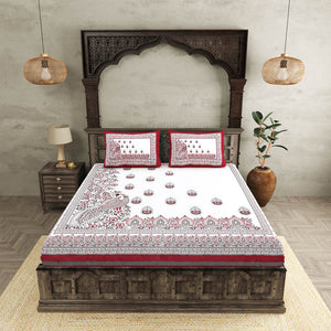 Artistic Beauty Contrast Pink and Blue King Size 10 Feet Wide Premium Cotton Bedsheet Combo of 2
