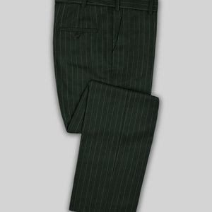 Kingsman Double Breasted Green Stripe Wool Suit