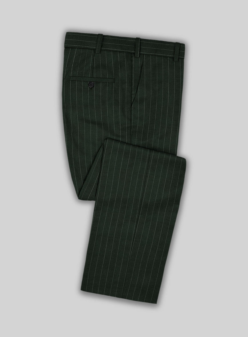 Kingsman Double Breasted Green Stripe Wool Suit