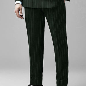 Kingsman Double Breasted Green Stripe Wool Suit