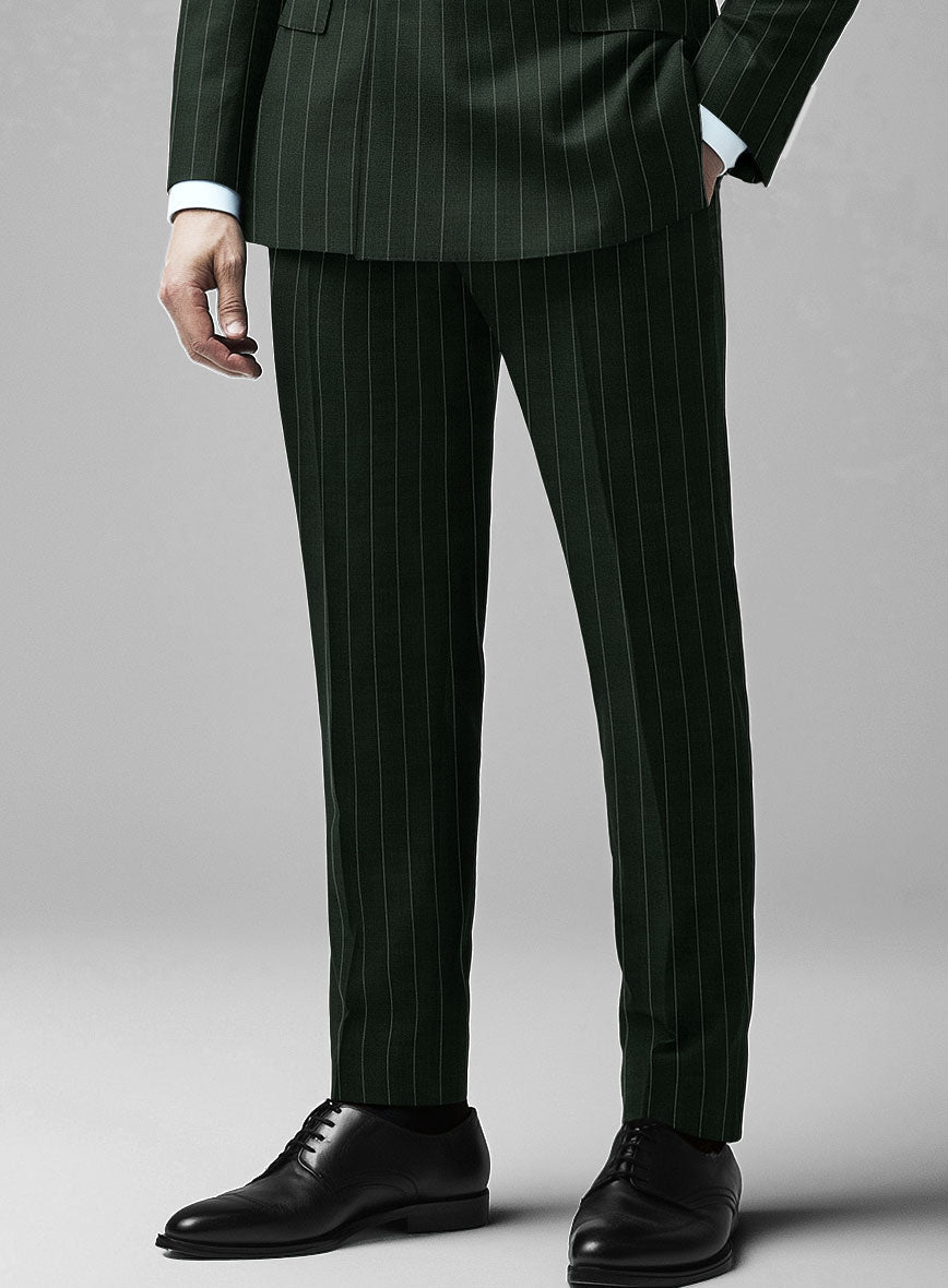 Kingsman Double Breasted Green Stripe Wool Suit