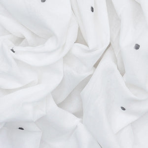 White Handloom Chanderi Cotton Saree With Coin Motifs-White