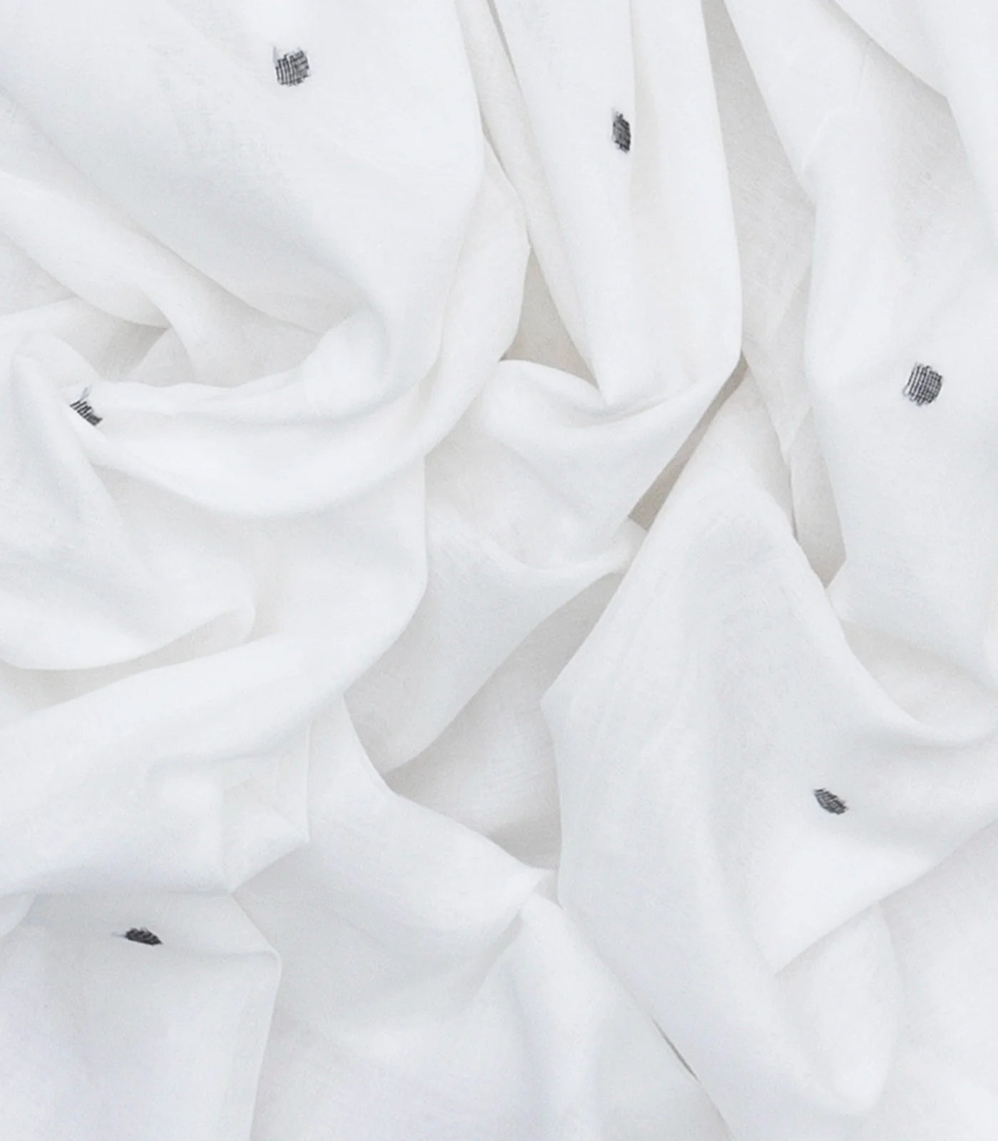 White Handloom Chanderi Cotton Saree With Coin Motifs-White