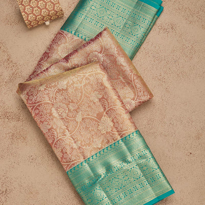 Baby Pink Zariwork Pure Silk Saree