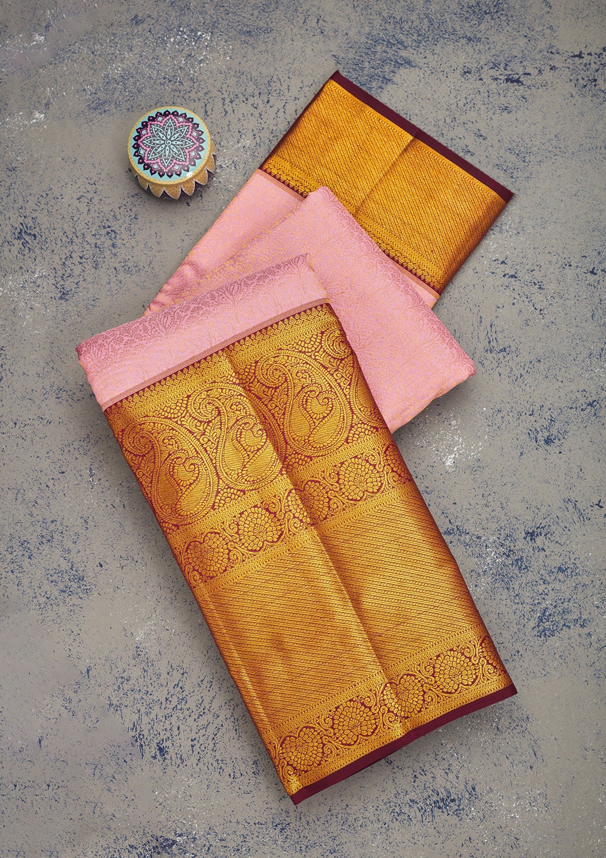 Baby Pink Zariwork Pure Silk Saree