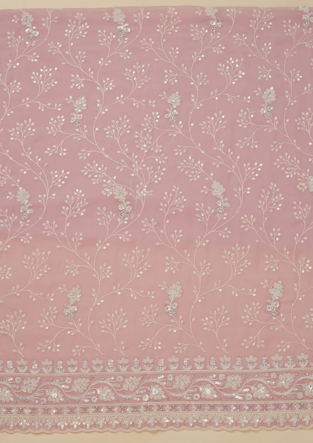 Baby Pink Sequins Georgette Unstitched Salwar Suit