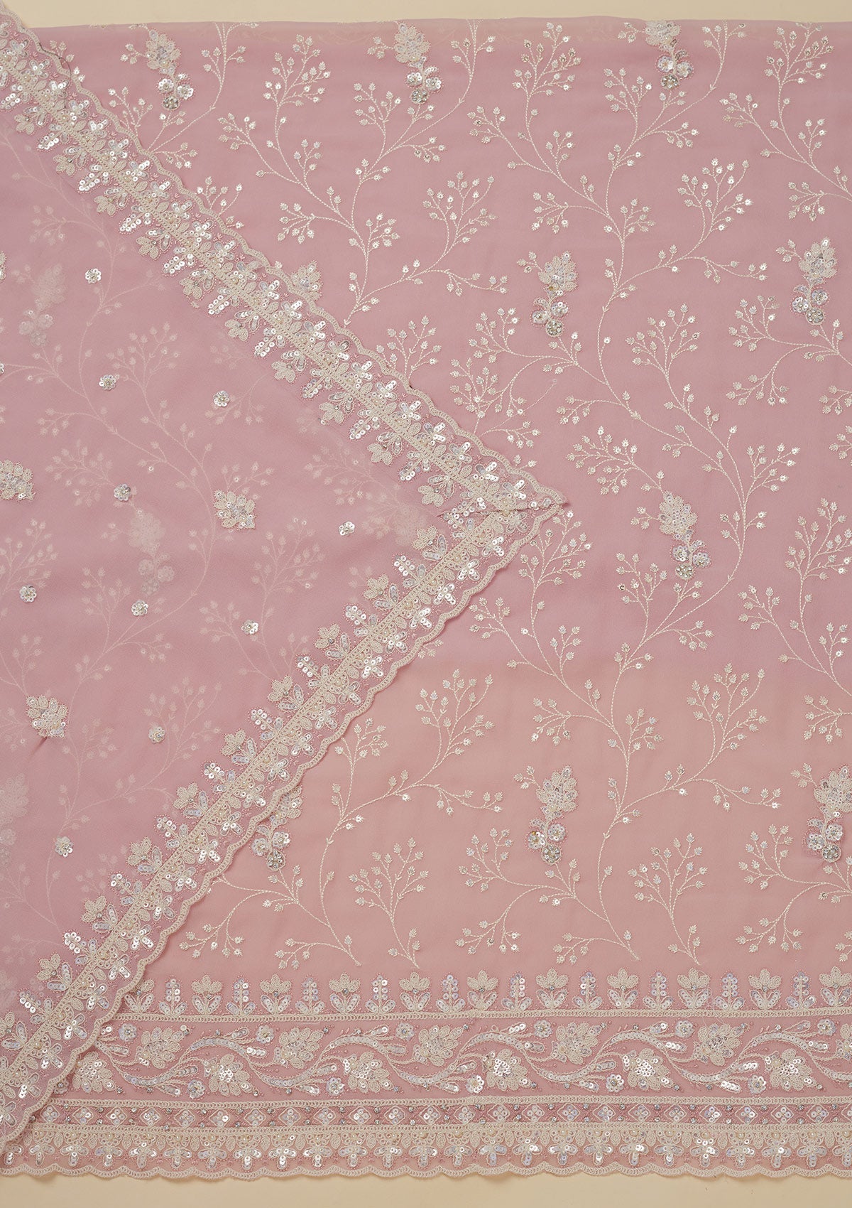 Baby Pink Sequins Georgette Unstitched Salwar Suit