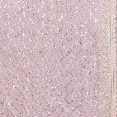 Baby Pink Threadwork Georgette Saree
