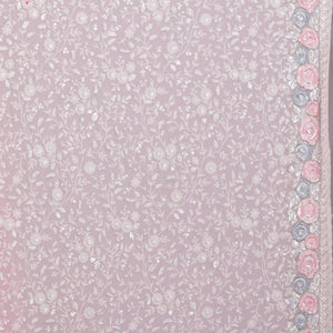 Baby Pink Threadwork Georgette Saree