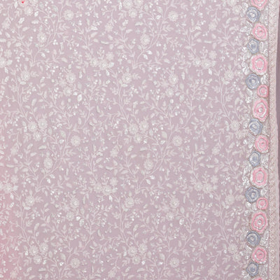 Baby Pink Threadwork Georgette Saree