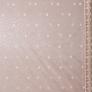 Baby Pink Threadwork Net Readymade Lehenga