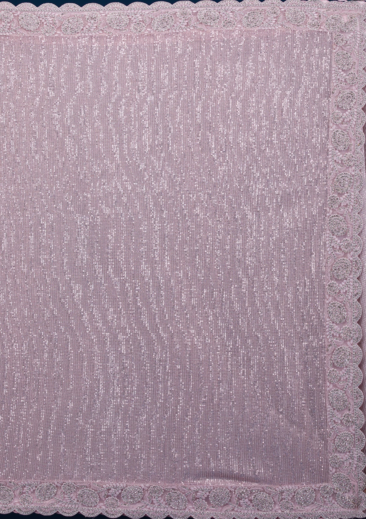 Baby Pink Threadwork Net Saree