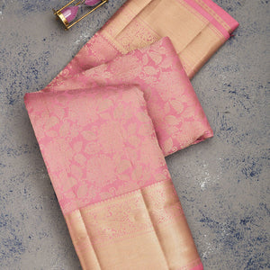 Baby Pink Zariwork Pure Silk Saree