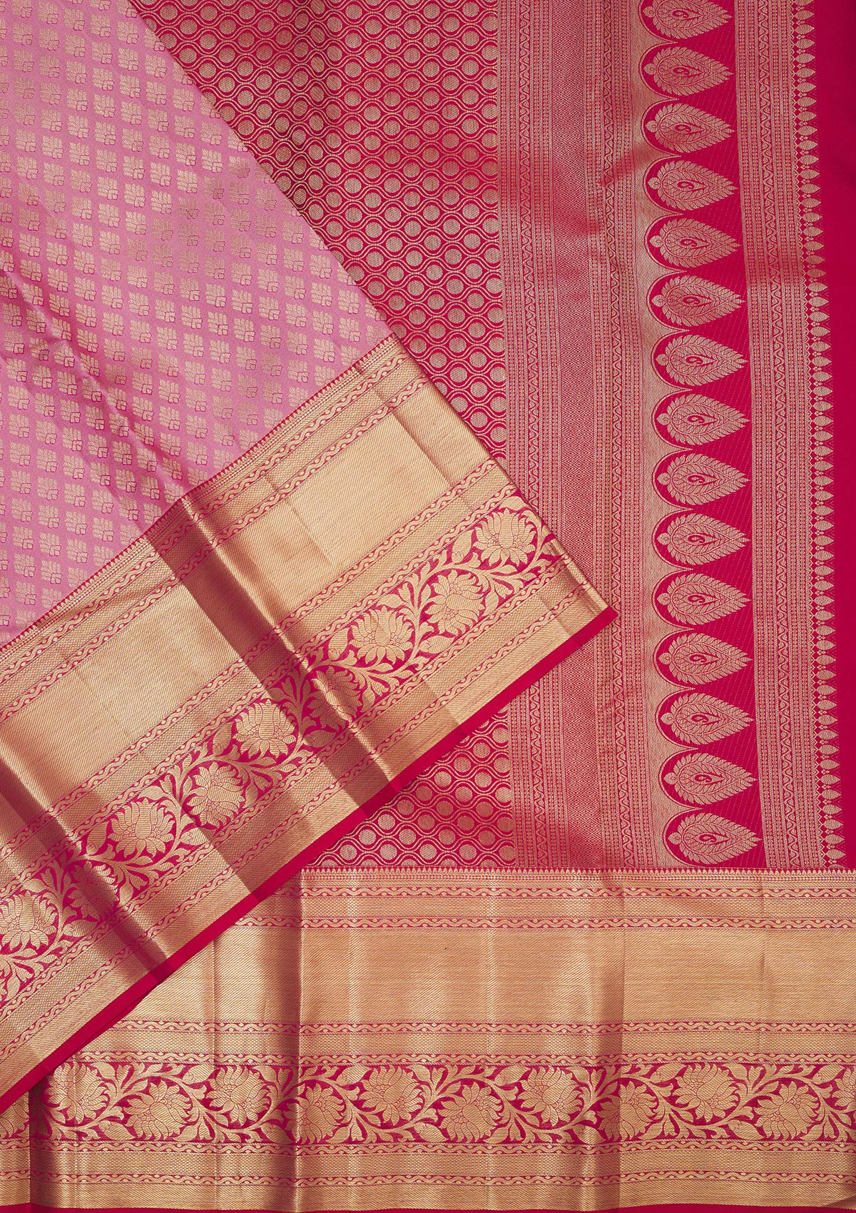Baby Pink Zariwork Pure Silk Saree