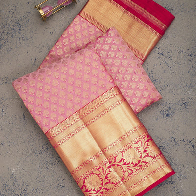 Baby Pink Zariwork Pure Silk Saree