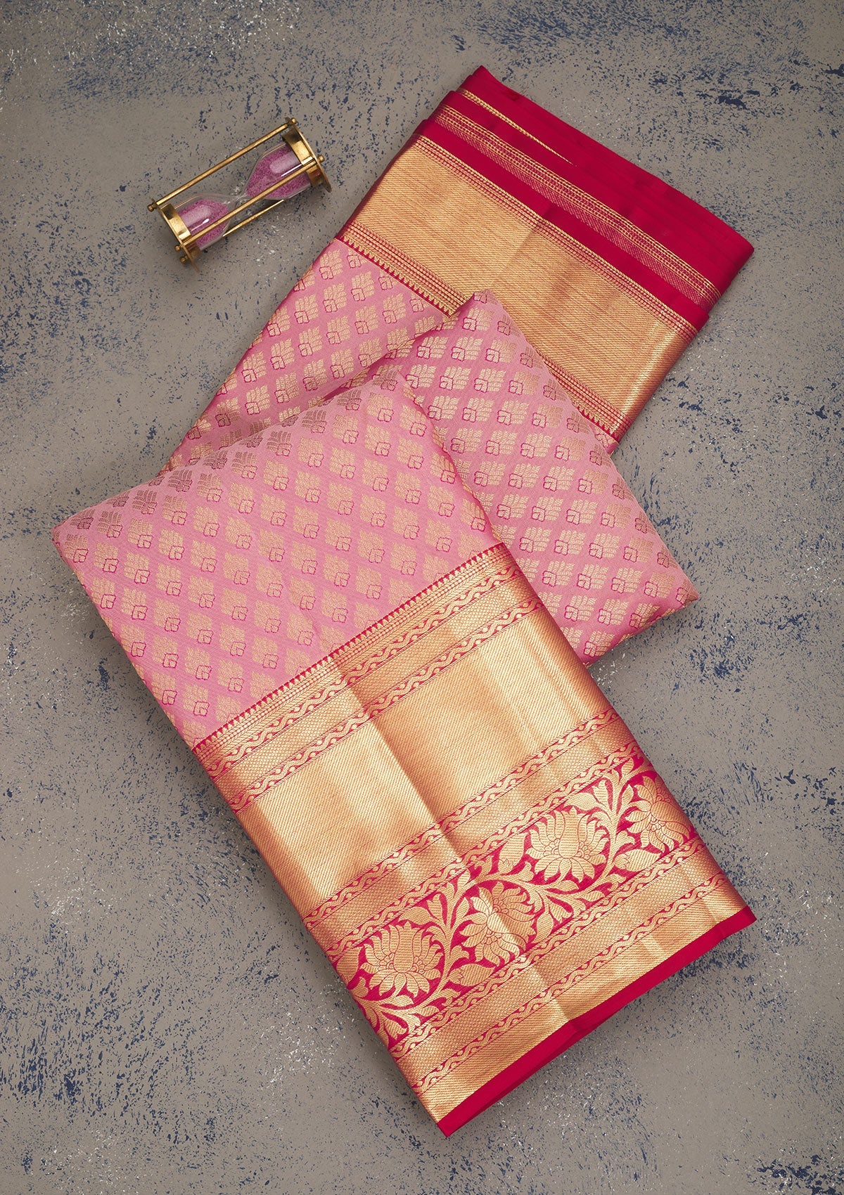Baby Pink Zariwork Pure Silk Saree