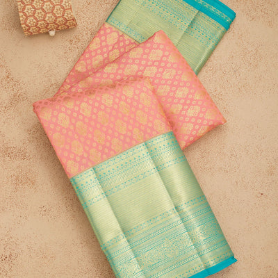 Baby Pink Zariwork Pure Silk Saree