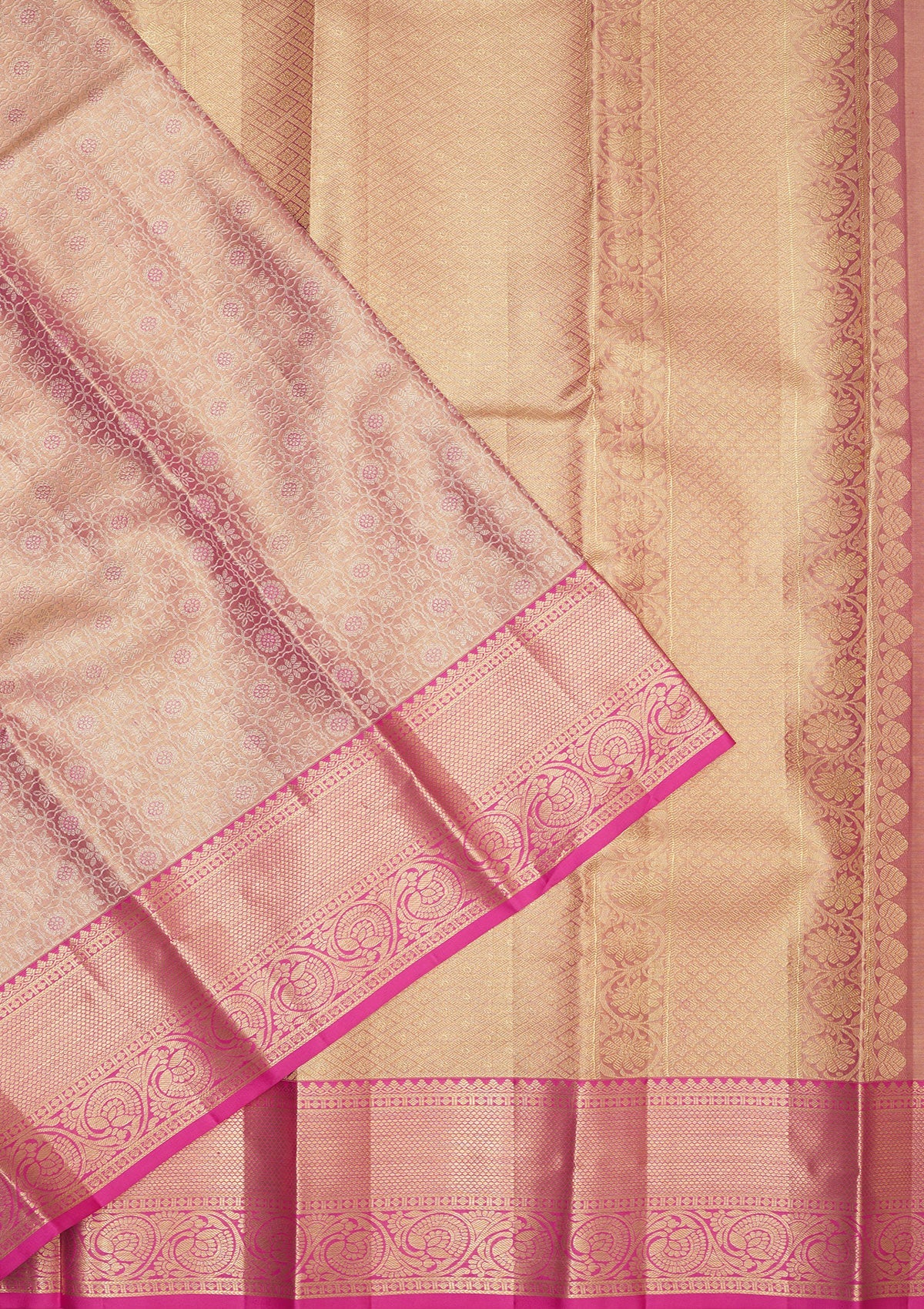 Baby Pink Zariwork Pure Silk Saree