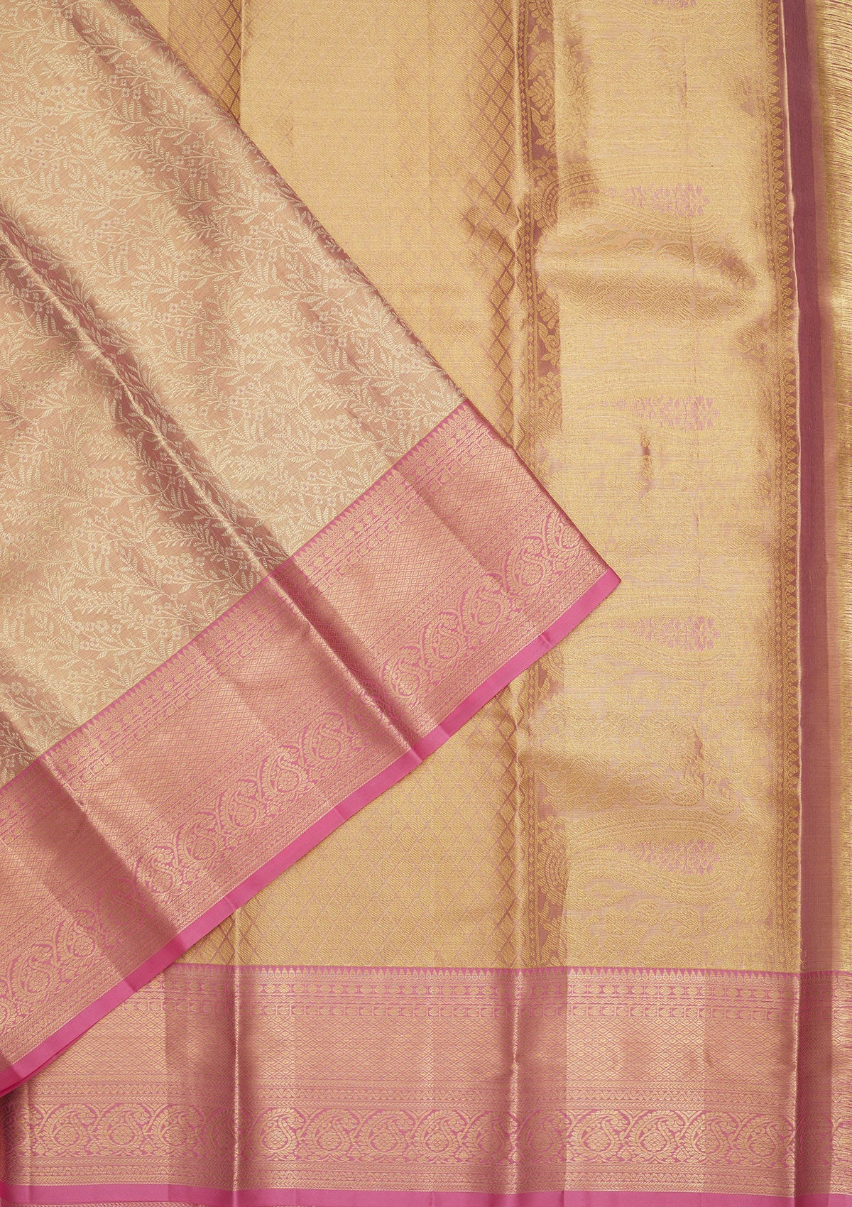 Baby Pink Zariwork Pure Silk Saree