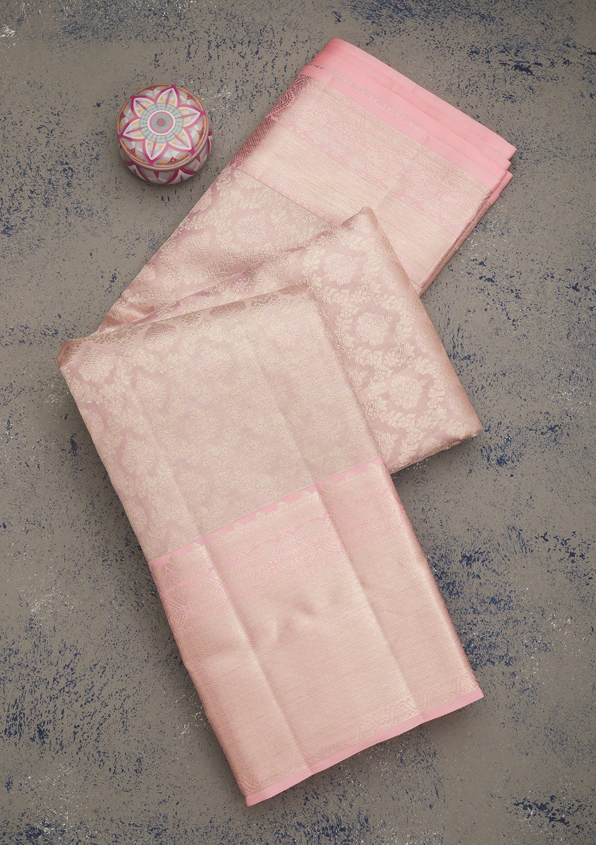 Baby Pink Zariwork Pure Silk Saree