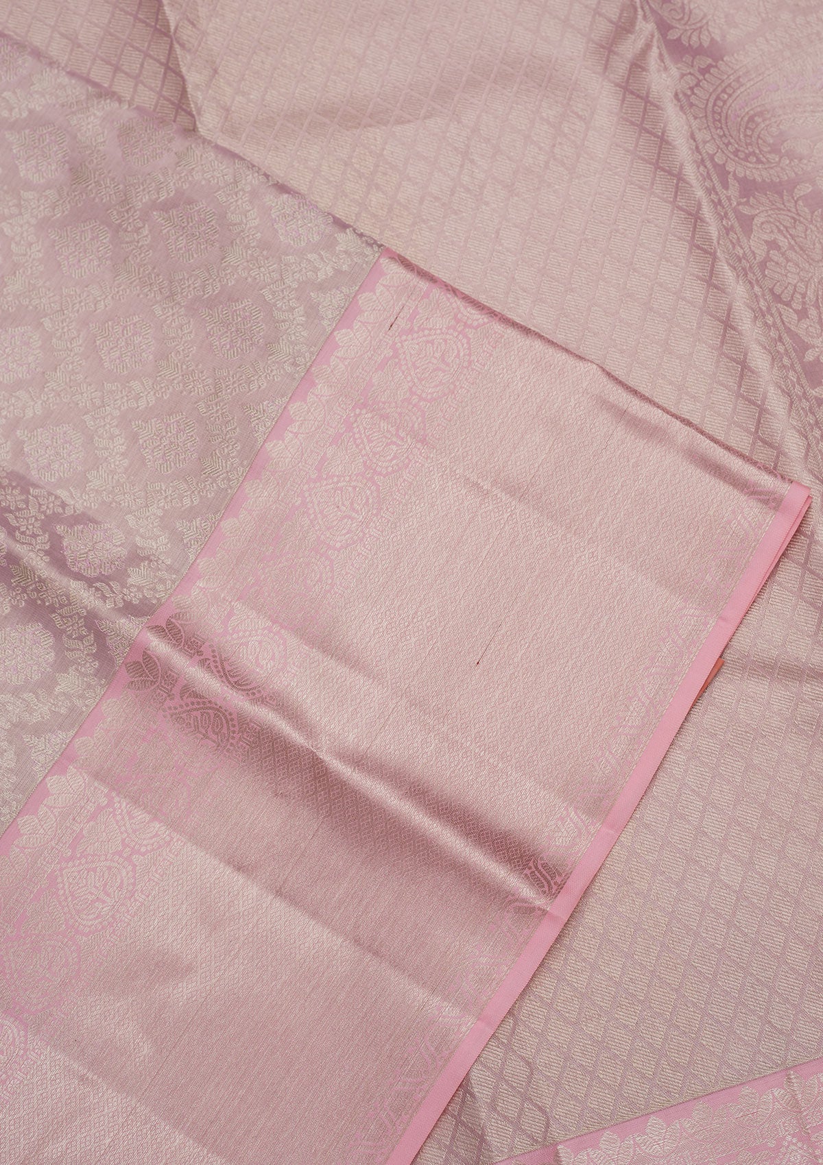 Baby Pink Zariwork Pure Silk Saree