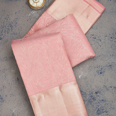 Baby Pink Zariwork Pure Silk Saree