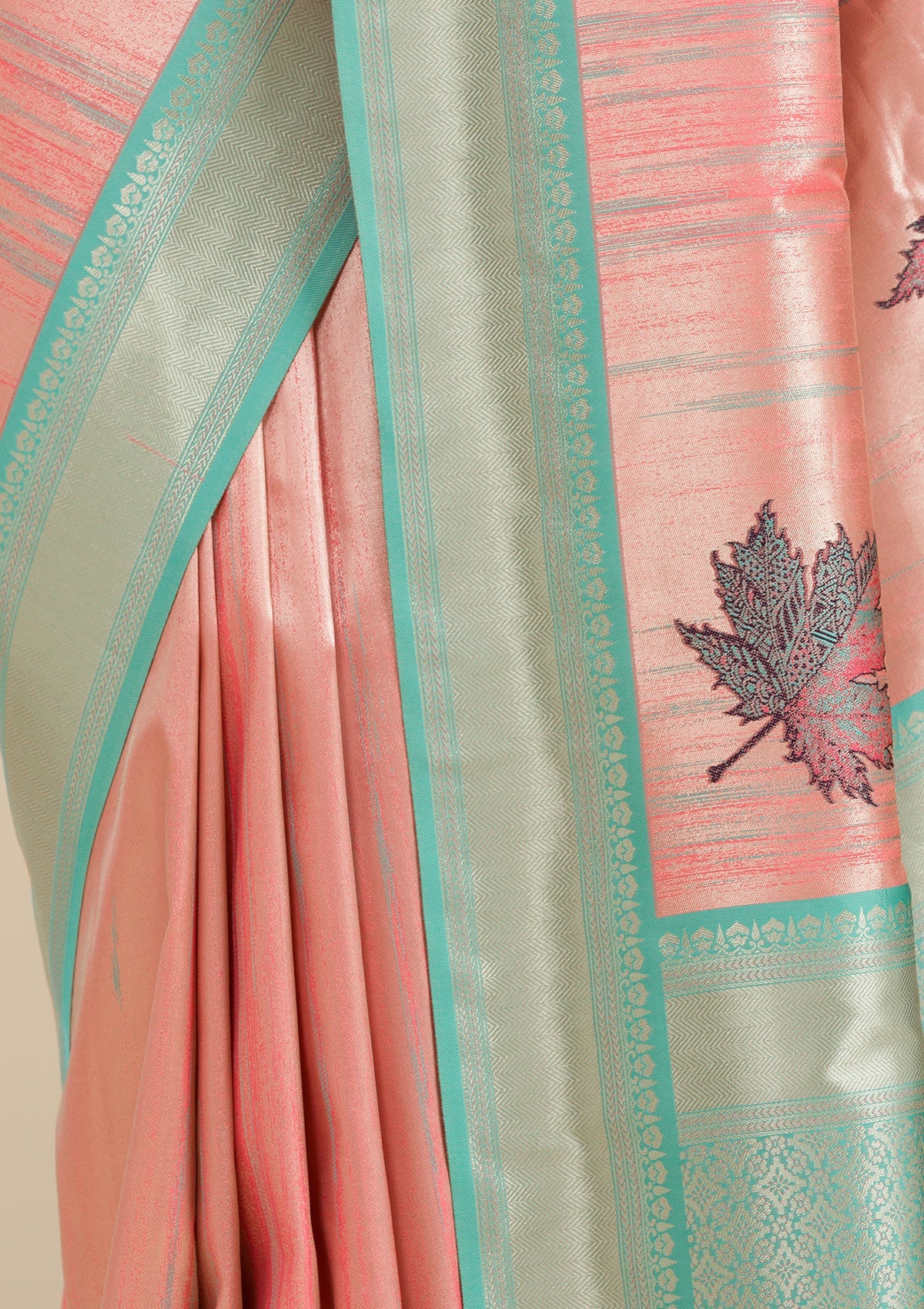 Baby Pink Zariwork Soft Silk Saree
