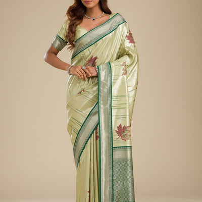 Beige Printed Soft Silk Saree