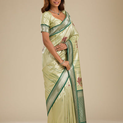Beige Printed Soft Silk Saree