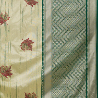 Beige Printed Soft Silk Saree