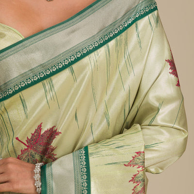 Beige Printed Soft Silk Saree