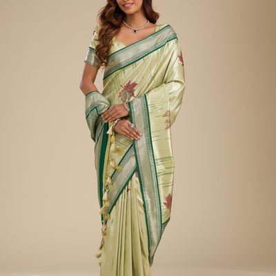 Beige Printed Soft Silk Saree