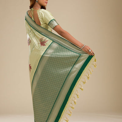 Beige Printed Soft Silk Saree