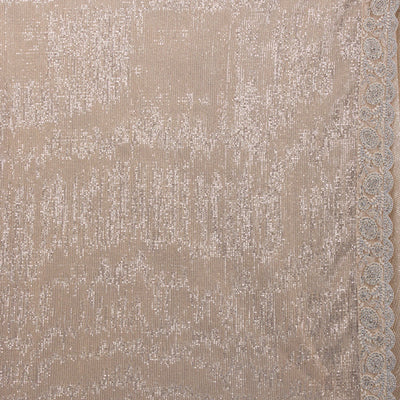Beige Sequins Net Saree