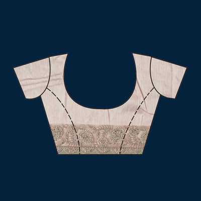 Beige Sequins Net Saree