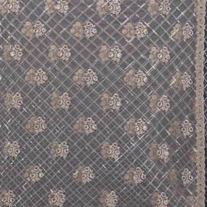 Beige Sequins Net Saree