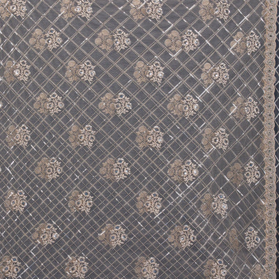 Beige Sequins Net Saree