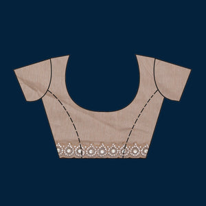 Beige Sequins Net Saree