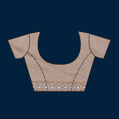 Beige Sequins Net Saree