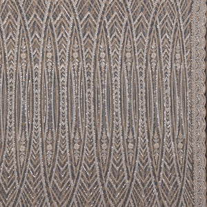 Beige Sequins Net Saree