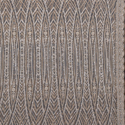 Beige Sequins Net Saree