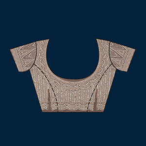 Beige Sequins Net Saree