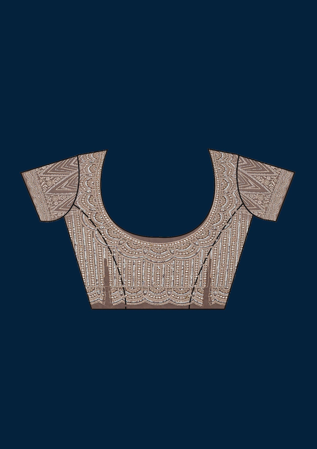 Beige Sequins Net Saree