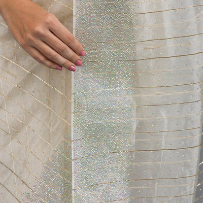 Beige Stonework Tissue Saree