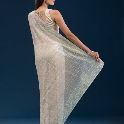 Beige Stonework Tissue Saree