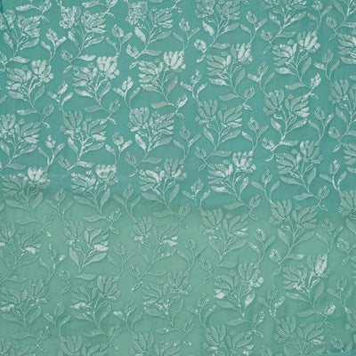 Sky Blue Threadwork Organza Unstitched Salwar Suit