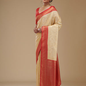 Beige Zariwork Art Silk Saree
